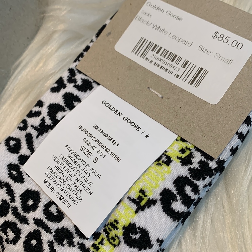 Golden Goose Leopard print Socks black/white S - Picture 8 of 12